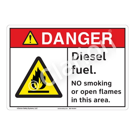 Danger Diesel Fuel Sign (F1156-)|Flexible Polyester 18" X 12" Self Adhesive Back|ANSI Signs|Sign for Manufacturing, Medical, Power Stations, Chemical Plant, Fuel Storage, Public Buildings